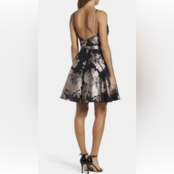 XSCAPE Satin Halter Neck Fit & Flare Floral Print Mini Dress - Picture 2 of 14